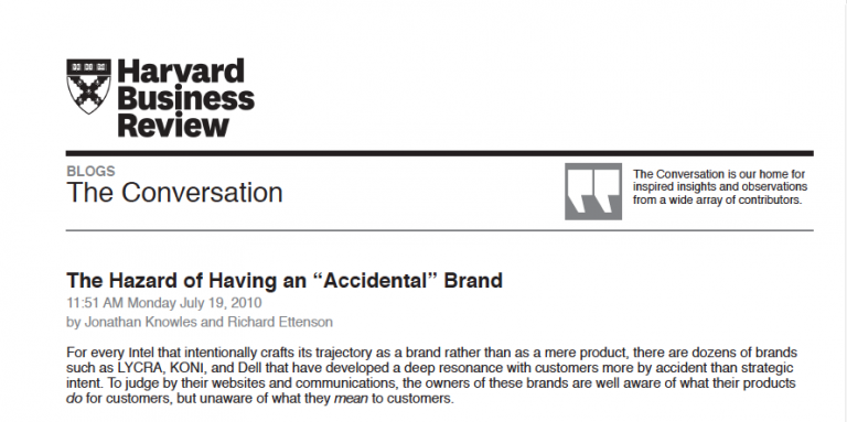 T2C HBR Article: Accidental Brand